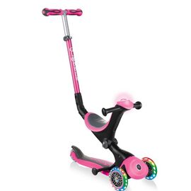 Самокат Globber GO UP DELUXE PLAY LIGHT, детский, трансформер, трехколесный, складной, розовый, 648-110, изображение  - НаВелосипеде.рф