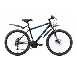 Горный велосипед Stark Outpost 26.2 D 26" 2020, Вариант УТ-00226220: Рама: 16" (Рост: 150-165см), Цвет: черный/голубой/голубой, изображение  - НаВелосипеде.рф