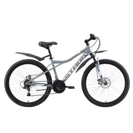 Горный велосипед Stark Slash 26.2 D 26" 2020, Вариант УТ-00226225: Рама: 16" (Рост: 150-165см), Цвет: серый/белый/серый, изображение  - НаВелосипеде.рф