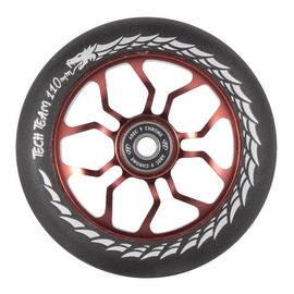 Колесо для трюкового самоката TechTeam DukeR 303 110x24 мм, алюминий, тип PU: HR, подшипники ABEC 9, красный, NN002332, изображение  - НаВелосипеде.рф