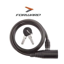 Замок противоугонный Forward, 8 х 1200 мм, трос в пластик. оболочке, 2 ключа, MEET, GD11-901, черный, RNVGD1190102, изображение  - НаВелосипеде.рф