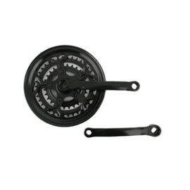 Cистема шатунов SHIMANO, DC-300, SQR, 9/16", длина 165 мм, 28/38/48, с защитой, черный, RCWDC3000001, изображение  - НаВелосипеде.рф