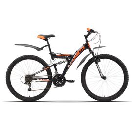 Горный велосипед Black One Flash FS, 26" D, 2019, Вариант УТ-00232991: Рама: 16" (Рост: 150-165 см.), Цвет: черный/оранжевый, изображение  - НаВелосипеде.рф