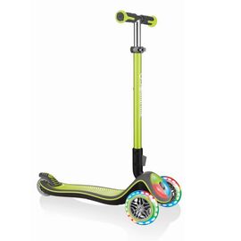 Самокат Globber ELITE DELUXE FLASH LIGHTS, трехколесный, детский, складной, светящиеся колеса, зеленый, 2020, 449-106-3, изображение  - НаВелосипеде.рф