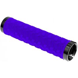 Грипсы велосипедные KLS POISON 135мм, 2 грипстопа, пластиковые заглушки, фиолетовый, изображение  - НаВелосипеде.рф