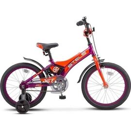 Детский велосипед STELS Jet Z010 14" 2020, Вариант УТ-00225447: Рама: 8,5" (Возраст: 3 - 5 лет), Цвет: фиолетовый/оранжевый, изображение  - НаВелосипеде.рф