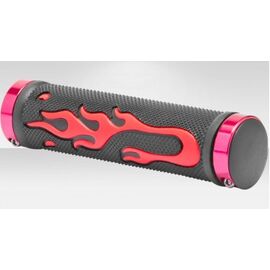 Грипсы велосипедные STELS XH-G97BL, 130 мм, с кольцами красного цвета, индивидуальная упаковка, черно-красный, 150142, изображение  - НаВелосипеде.рф