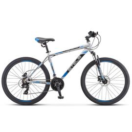 Горный велосипед Stels Navigator 500 D F010 26" 2020, LU084369, Вариант УТ-00237874: Рама: 20" (Рост: 178-185 см), Цвет: серебристый/синий, изображение  - НаВелосипеде.рф