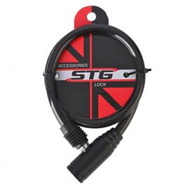 Велозамок STG, на ключ, 8*1500мм, трос спиральный, черный, Х10428, изображение  - НаВелосипеде.рф