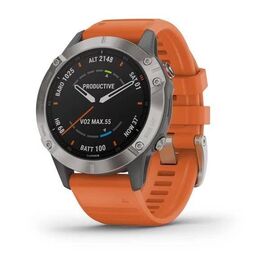 Смарт-часы Garmin fenix 6 Sapphire, GPS, EMEA, Ti Gray w/Orange Band, 010-02158-14, изображение  - НаВелосипеде.рф