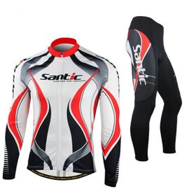 Велокостюм Santic KUWATA, длинный рукав, велорейтузы, размер XL, бело-красно-черный, MCT024RXL, изображение  - НаВелосипеде.рф