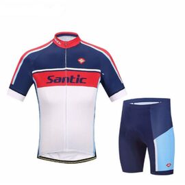 Велокомплект Santic, короткий рукав, размер L, бело-голубой, WM6CT056BL, изображение  - НаВелосипеде.рф