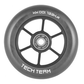 Колесо TechTeam, для трюкового самоката 6RT, 100x24 мм, алюминий, тип PU: HR, подшипники ABEC 9, черный, NN002976, изображение  - НаВелосипеде.рф