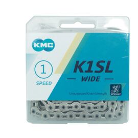 Цепь велосипедная КМС K1SL WIDE, 1 скорость, 1/2x1/8"Х100, серебристая, в торговой упаковке, K1SL WIDE, изображение  - НаВелосипеде.рф