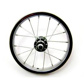 Колесо велосипедное, 12", переднее, обод одинарный, алюминий, втулка стальная, на гайках, чёрный, ZVO21254, изображение  - НаВелосипеде.рф