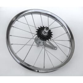 Колесо велосипедное TBS, 12", заднее, обод одинарный, алюминий, серебристый, втулка тормозная, ZVO21255, изображение  - НаВелосипеде.рф