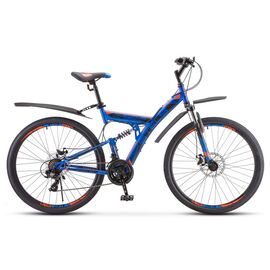 Двухподвесный велосипед STELS Focus MD 21-sp V010 27.5" 2020, Вариант УТ-00244322: Рама: 19" (Рост: 172-180 см), Цвет: синий/неоновый зелёный  , изображение  - НаВелосипеде.рф