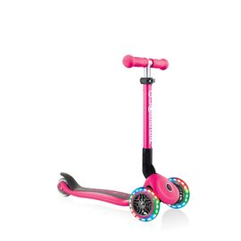 Самокат Globber JUNIOR FOLDABLE LIGHTS, складной, трехколесный, детский, светящиеся колеса, розовый, изображение  - НаВелосипеде.рф