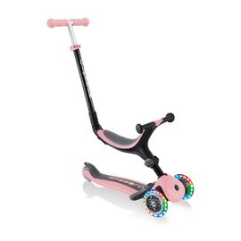 Самокат-трансформер Globber GO UP FOLDABLE LIGHTS, складной, трехколесный, детский, светящиеся колеса, пастельно-розовый, изображение  - НаВелосипеде.рф
