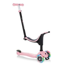 Самокат-трансформер Globber GO UP SPORTY LIGHTS, трехколесный, детский, светящиеся колеса, пастельно-розовый, изображение  - НаВелосипеде.рф