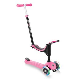 Самокат-трансформер Globber GO UP SPORTY PLUS LIGHTS, трехколесный, детский, светящиеся колеса, розовый, изображение  - НаВелосипеде.рф