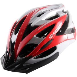 Шлем велосипедный EXUSTAR (TW), взрослый, 26 отверстий, регулировка размеров, красно/бело-черный, 4610014470445, Вариант УТ-00221936: Размер: M/L, Цвет: красно-бело-черный, изображение  - НаВелосипеде.рф