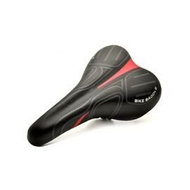 Седло велосипедное FORWARD FS-6125, актив MTB, 260x150 мм, с замком, черный/красный, изображение  - НаВелосипеде.рф