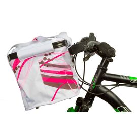 Сумка на руль велосипедная M-WAVE, складная, алюминиевый каркас, V=20л быстросъемная, бело-розовая, 5-122382, изображение  - НаВелосипеде.рф
