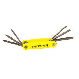 Мультитул велосипедный AUTHOR ToolBox 6, складные шестигранники, +/- отвертки, Сr-Va, желтый, 8-10000038, изображение  - НаВелосипеде.рф