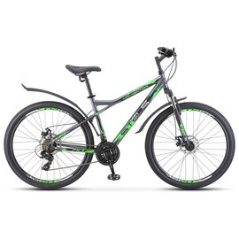 Горный велосипед STELS Navigator 710 MD V020 27.5" 2021, Вариант УТ-00244667: Рама: 16" (Рост: 150-165 см), Цвет: антрацитовый/зеленый/черный, изображение  - НаВелосипеде.рф