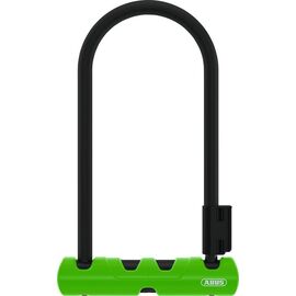 Замок-скоба велосипедный ABUS Ultra Mini 410/150HB, 14 мм, ключ, 180х80 мм с кронштейном, черно-зеленый, 05-0034595, изображение  - НаВелосипеде.рф