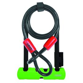 Замок-скоба велосипедный ABUS Ultra Mini 410/150HB, 14 мм, ключ, 180х80 мм, с кронштейном, черно-зеленый, 05-0034597, изображение  - НаВелосипеде.рф