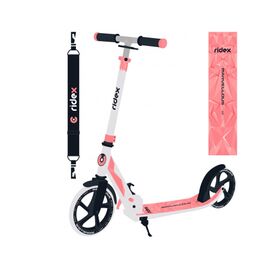 Самокат RIDEX Marvellous, 2-х колесный, складной, 200 мм, белый/коралловый, изображение  - НаВелосипеде.рф