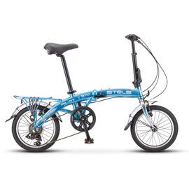 Складной велосипед STELS Pilot-370 V010 16" 2019, Вариант УТ-00245808: Рама: 10 (Рост: до 125 см.), Цвет: Голубой/хром , изображение  - НаВелосипеде.рф