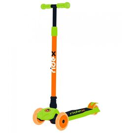 Самокат детский RIDEX Chip, 3-х колесный, 120/80 мм, оранжевый/зеленый, изображение  - НаВелосипеде.рф