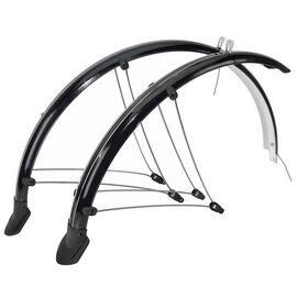Крылья велосипедные M-WAVE, 29"х60 мм, металлопластик, электропроводка, защита на усах, черный, 5-386181, изображение  - НаВелосипеде.рф