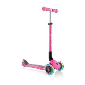 Самокат Globber PRIMO FOLDABLE LIGHTS, детский, трехколесный, складной, светящиеся колеса, розовый, 432-110-2, изображение  - НаВелосипеде.рф