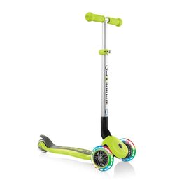 Самокат Globber PRIMO FOLDABLE LIGHTS, трехколесный, складной, светящиеся колеса, зеленый, 432-106, изображение  - НаВелосипеде.рф
