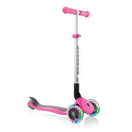 Самокат Globber PRIMO FOLDABLE LIGHTS, трехколесный, складной, светящиеся колеса, розовый, 432-110, изображение  - НаВелосипеде.рф