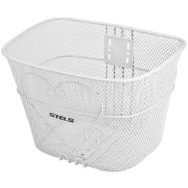Велокорзина STELS JL-073, передняя, стойки для 28", белая, 270055, изображение  - НаВелосипеде.рф
