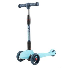 Самокат Maxiscoo Baby Delux, детский, трехколесный, складной, со светящимися колесами, голубой, изображение  - НаВелосипеде.рф