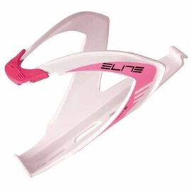 Флягодержатель Elite, Custom Race, fiberglass, белый глянец, логотип розовый EL0061682, изображение  - НаВелосипеде.рф