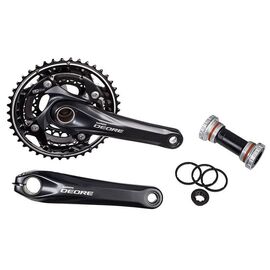 Система шатунов велосипедная SHIMANO FC-M610 DEORE,  175мм, 42X32X24T, с кареткой, черный, без упаковки, AFCM610E224XL, изображение  - НаВелосипеде.рф