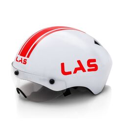 Шлем велосипедный LAS TT Crono, с визором, белый с красным, 214, Вариант УТ-00260678: Размер: 55-61 см, изображение  - НаВелосипеде.рф