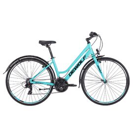 Женский велосипед Dewolf Asphalt 10 W 28" 2021, Вариант УТ-00263835: Рама: 14 (Рост: 134-155 см), Цвет: бирюза/черный/светло-голубой, изображение  - НаВелосипеде.рф