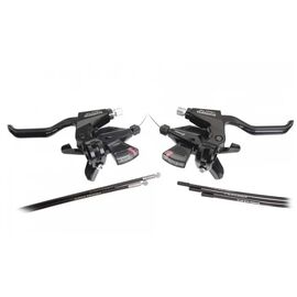 Шифтер/тормозная ручка велосипедный Shimano Altus, M310, левый/правый, 3x8 speed, троc+оплетка, черный, ESTM3102PTA3L, изображение  - НаВелосипеде.рф