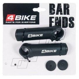 Рога для руля велосипедные 4BIKE MT-A27, длина 100 мм, алюминий, индивидуальная упаковка, чёрный, ARV-BE-A27-100B, изображение  - НаВелосипеде.рф