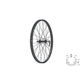 Колесо велосипедное KLS WASPER V-brake F, переднее, 24", под ободной тормоз, эксцентрик, чёрный, изображение  - НаВелосипеде.рф