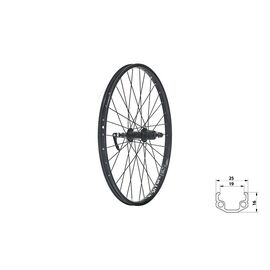 Колесо велосипедное KLS WASPER CASSETTE V-brake R, заднее, 24", под ободной тормоз, чёрный, Wheel rear KLS WASPER, изображение  - НаВелосипеде.рф