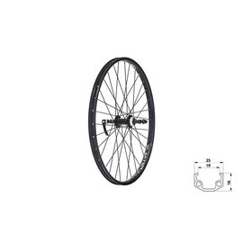 Колесо велосипедное KLS WASPER FREEWHEEL V-brake R, заднее, 24", под дисковый тормоз, чёрный, изображение  - НаВелосипеде.рф